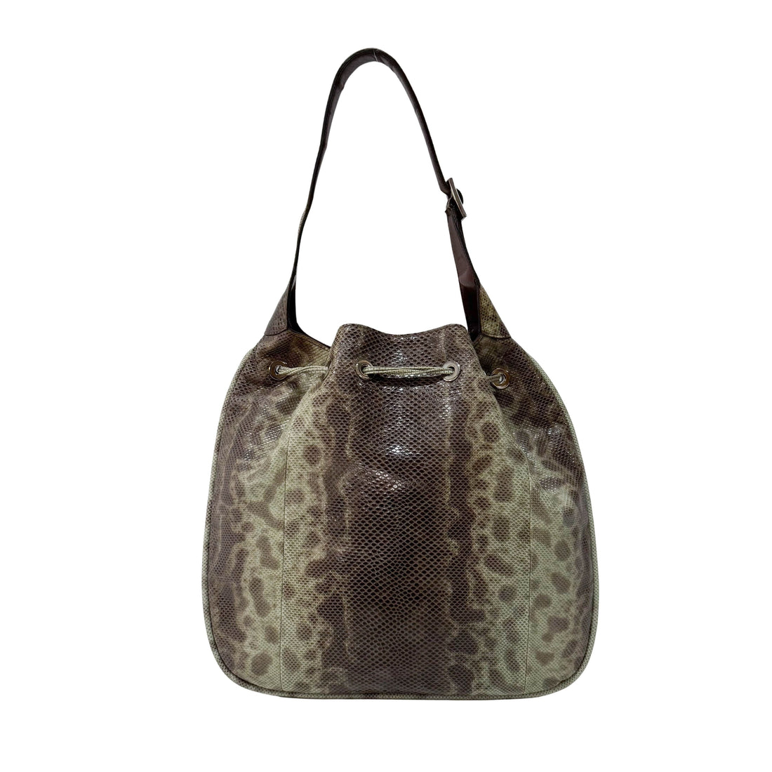 Green Python Leather Hobo Bag