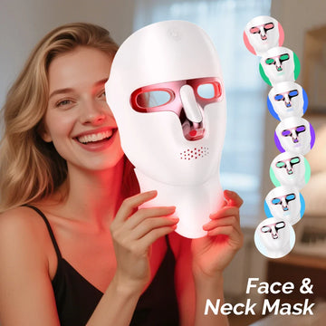 7 Color LED Facial Mask Face Neck Photon Skin Rejuvenation Whitening Rechargeable